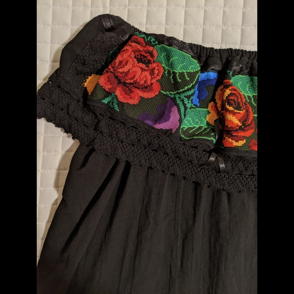 Handmade Black Mexican Off the Shoulder Shirt